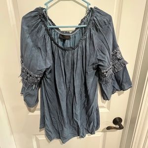 Off the Shoulder Lace Accent Top